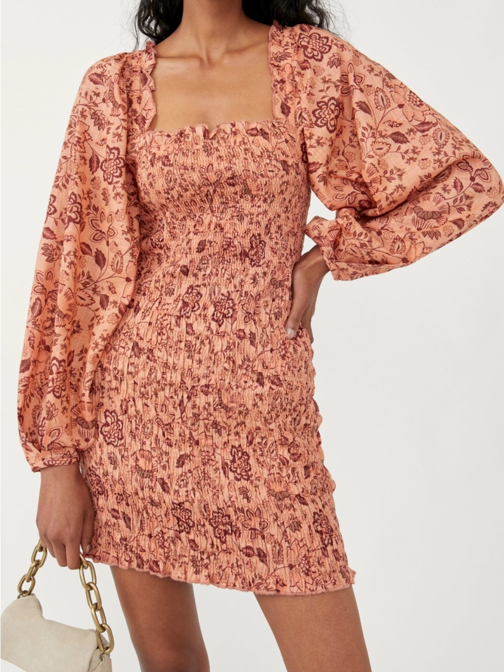 Free People Apricot Smock It To Me Mini NWT